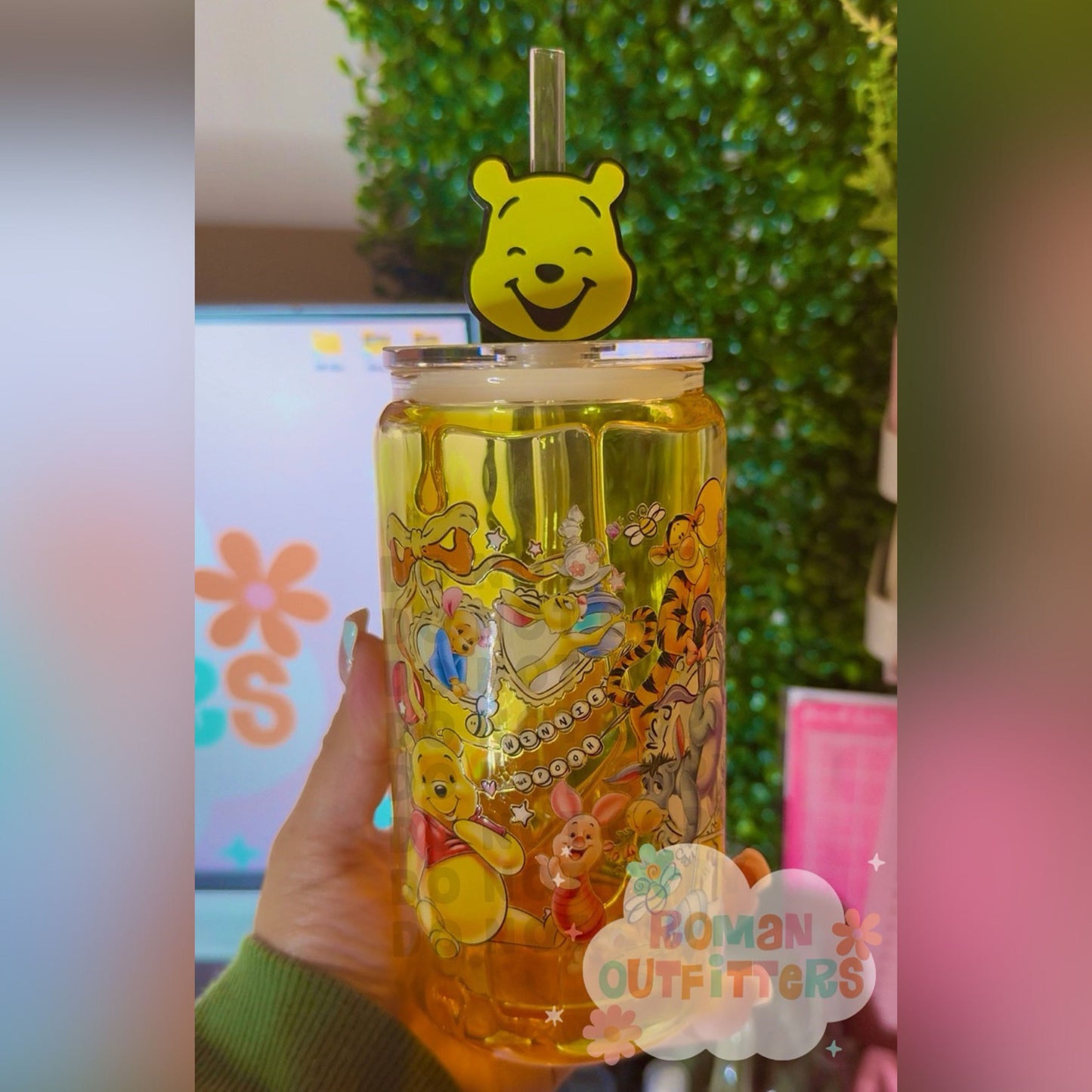 Honey Bear Drip Glass Cup