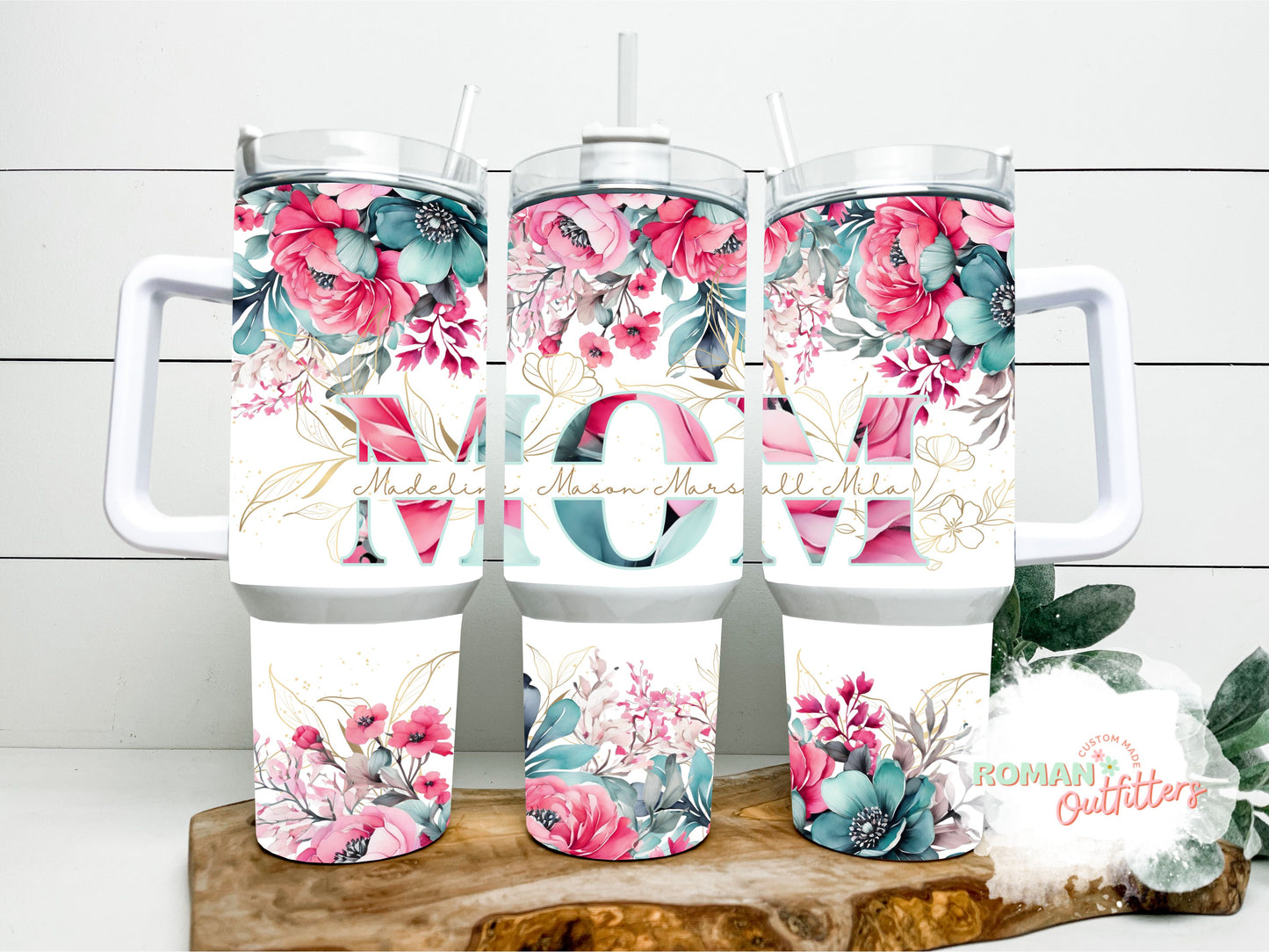 Custom Mom Floral 40oz Tumbler