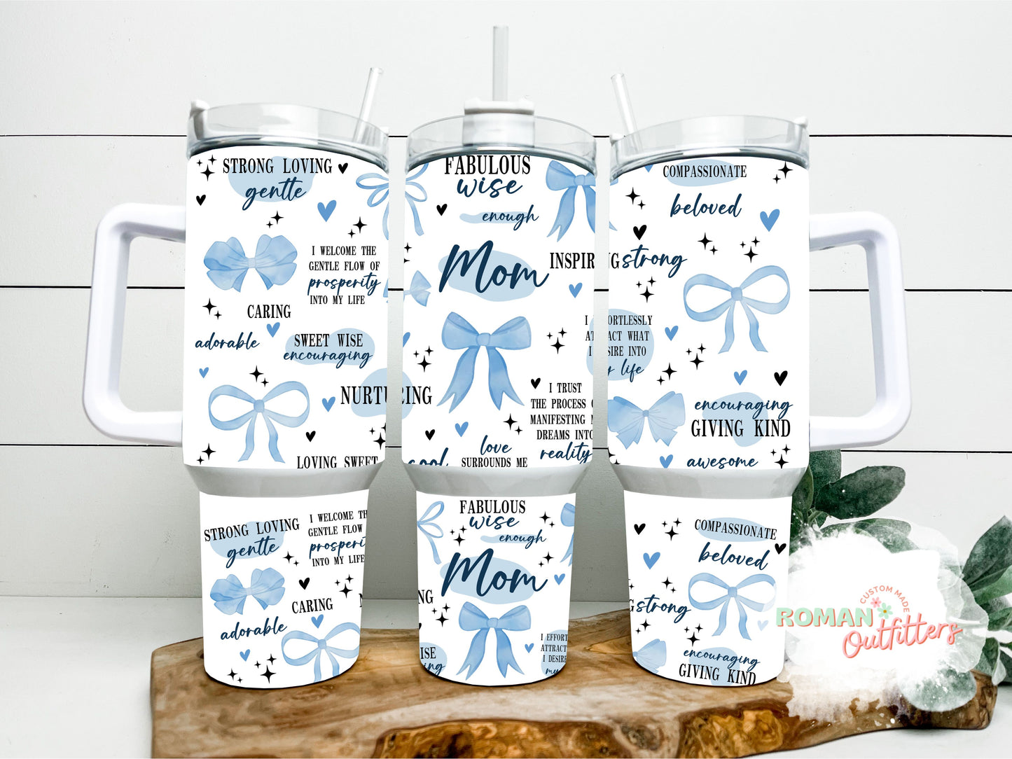 Mom Blue Bows 40oz Tumbler