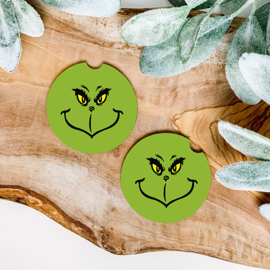 Grinchy Car Coasters