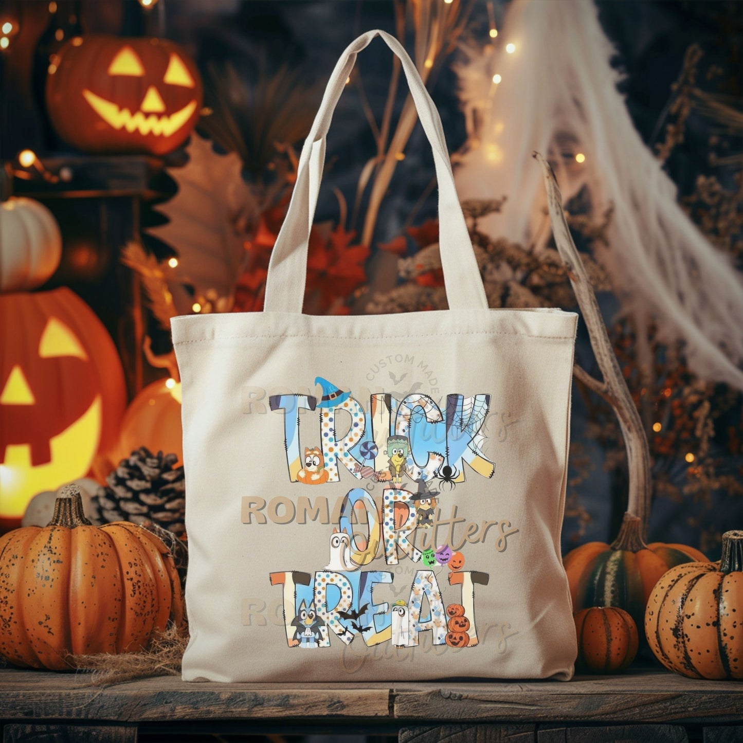 Trick or Treat Blue Dog Tote Bag