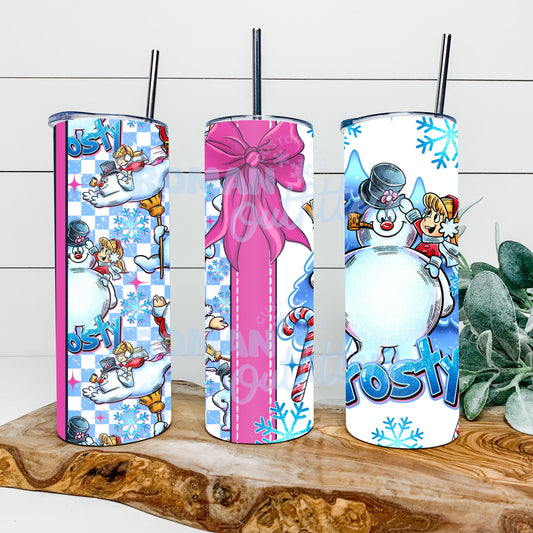 Frosty Snowman Bow Tumbler