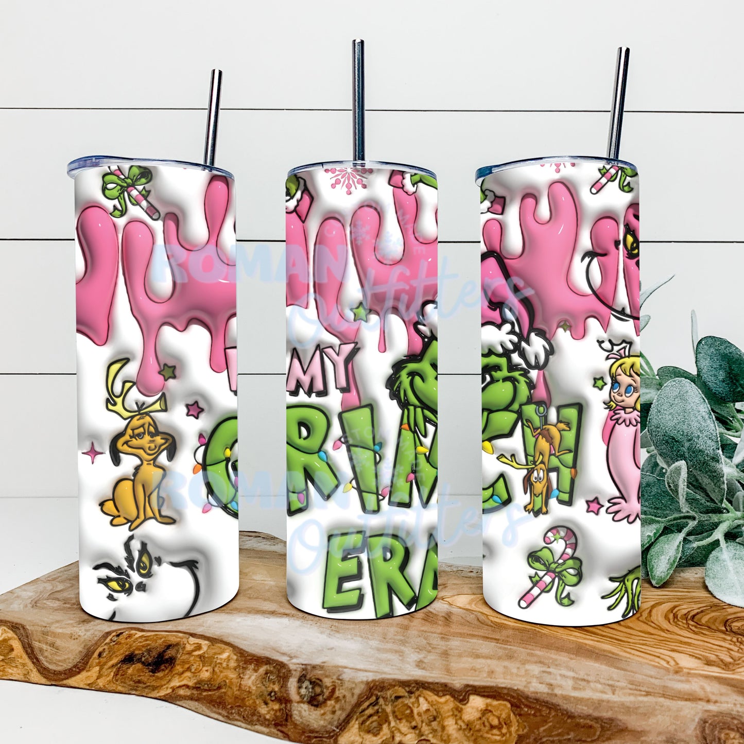 3D Pink Grinchy Tumbler